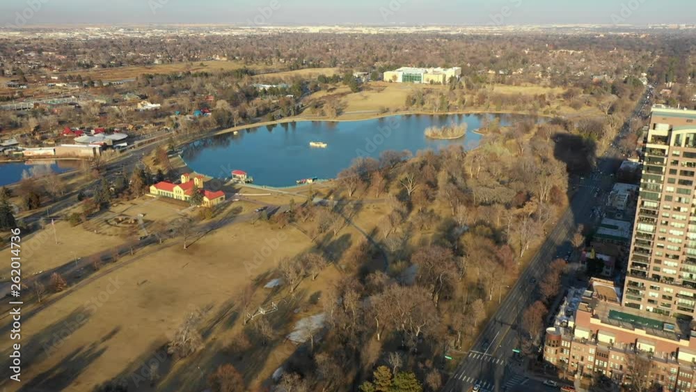 Aerial video Denver City Park Ferril Lake Aerial video Denver City Park Ferril Lake
