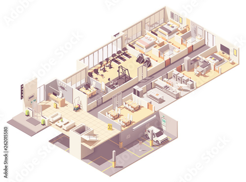 Vector isometric hotel interior