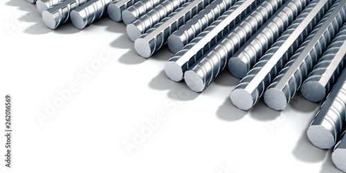 Reinforcement steel bar Steel building armature corner background 3d illustration