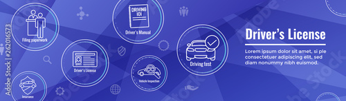 Drivers Test and License Icon Set and - Web Header Banner
