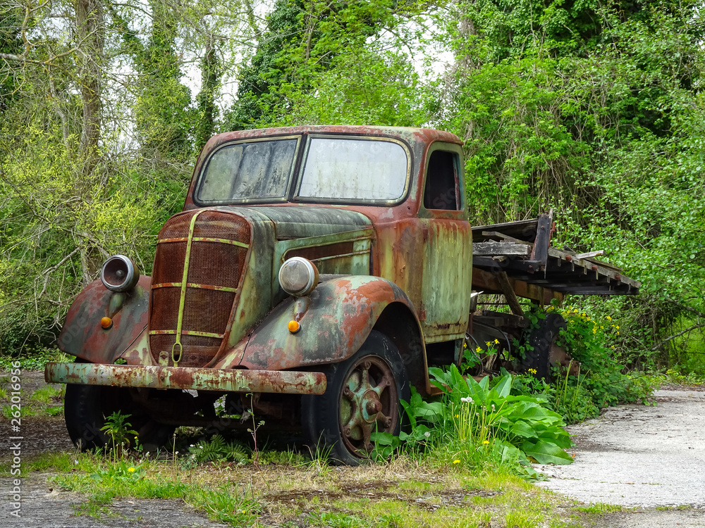 studebaker truck rusting by the side of the road in Spain