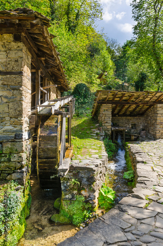 The water-powered fulling mill in the   Architectural And Ethnographic Complex Etar - at open-air museum near the city of  Gabrovo photo