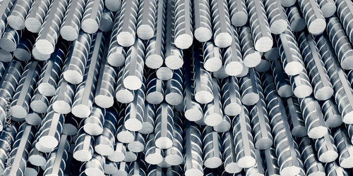 Reinforcement steel bar Steel building armature background 3d illustration