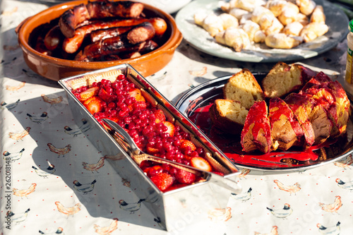 eating at an outdoor party photo