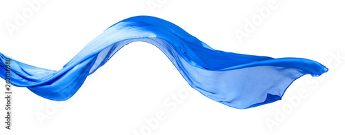 Smooth elegant blue transparent cloth isolated on white background. photo