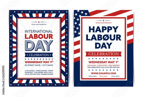 Set of Happy Labour Day poster templates. Vector illustration.