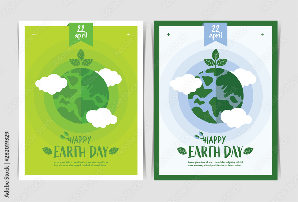 Happy Earth Day poster template. Vector illustration. Happy Earth Day poster template. Vector illustration.