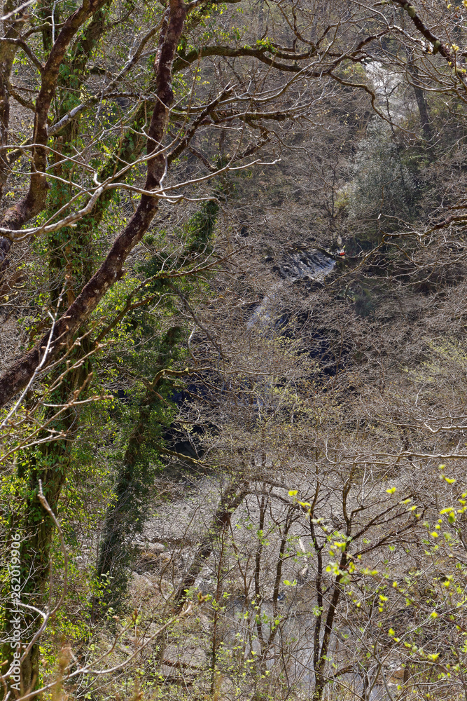 View of a waterfall on a tourist trail in the mountains of Snowdonia, Wales. View of a waterfall on a tourist trail in the mountains of Snowdonia, Wales.