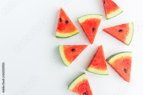 watermelon slices in top view
