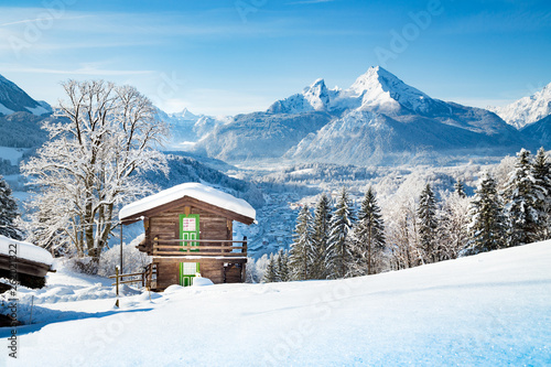 Traditional mountain cabin in the Alps in winter © JFL Photography