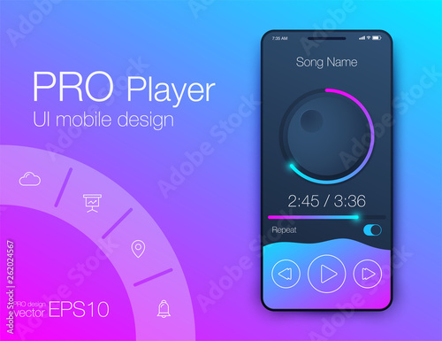UX audio player templates. Stock vector eps10