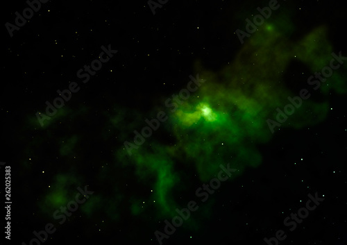 Far being shone nebula and star field. 3D rendering