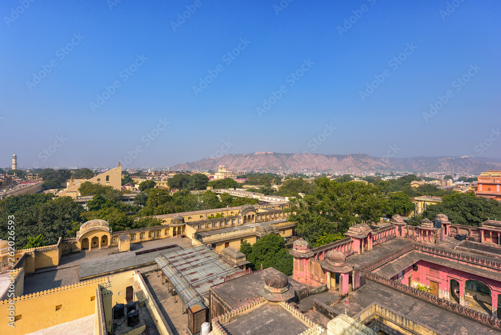 Top view of old Jaipur city at India.