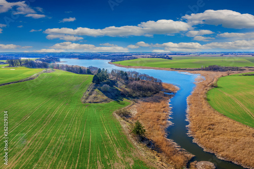 Fototapeta Naklejka Na Ścianę i Meble -  Spring in Masuria from a bird's eye view, Poland