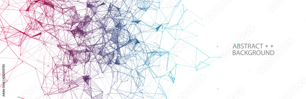 Abstract polygonal vector science background with connecting dots and lines.