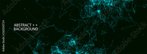 Abstract polygonal vector science background with connecting dots and lines. photo