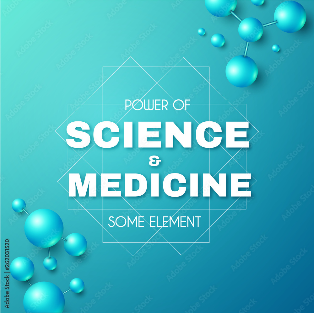 Science and Medicine Abstract Background with 3D Molecules and Trendy Gradient Elements. High Biotechnology Design Template Science and Medicine Abstract Background with 3D Molecules and Trendy Gradient Elements. High Biotechnology Design Template