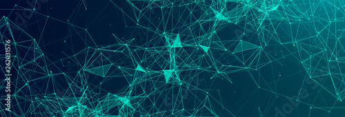 Abstract polygonal vector science background with connecting dots and lines.