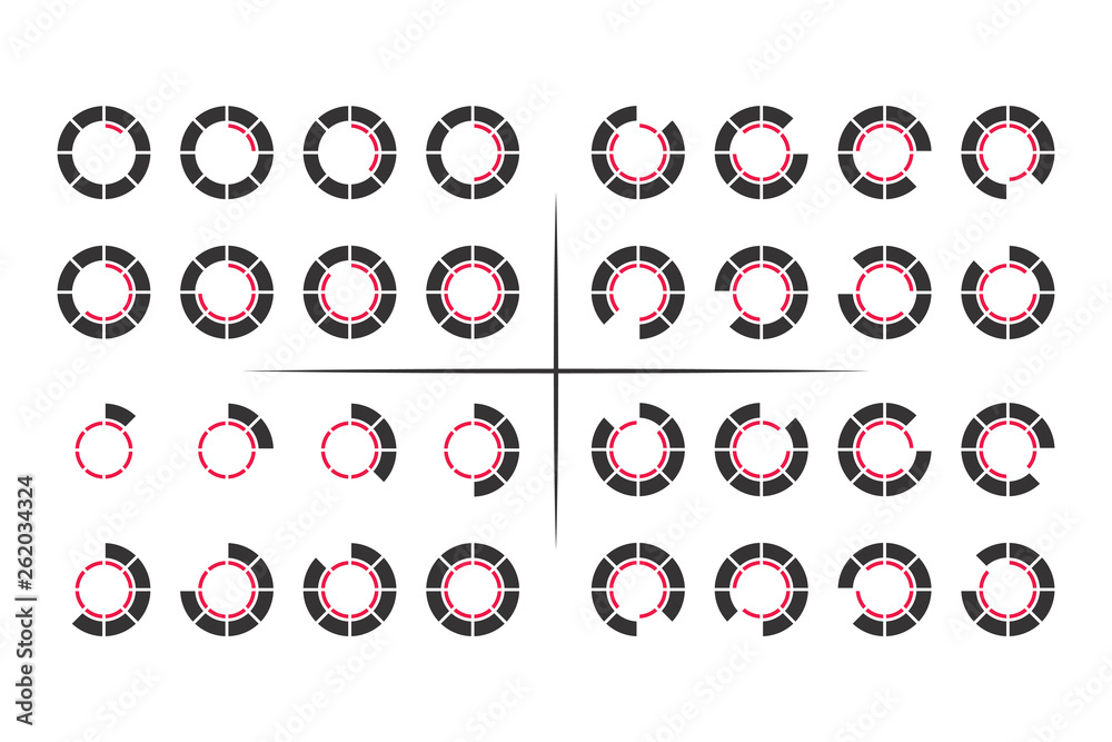 Vector collection of round loading bar elements for web pages and mobile apps