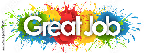 great job word in splash’s background