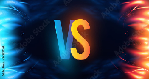 Versus Sign with Burning Fire Effect. Power Space.