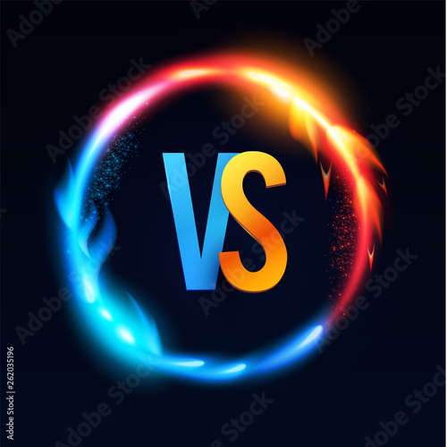 Versus Sign with Burning Fire Effect. Power Space.