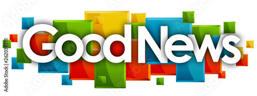 Photos good news word in rectangles background