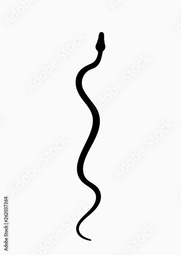 Black silhouette snake. Isolated symbol or icon snake on white background. Abstract sign snake. Vector illustration