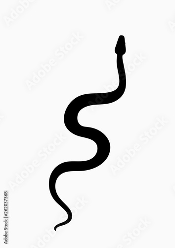 Black silhouette snake. Isolated symbol or icon snake on white background. Abstract sign snake. Vector illustration