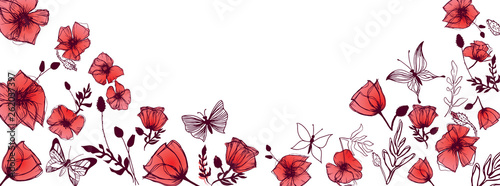 Butterflies and Poppies bac...