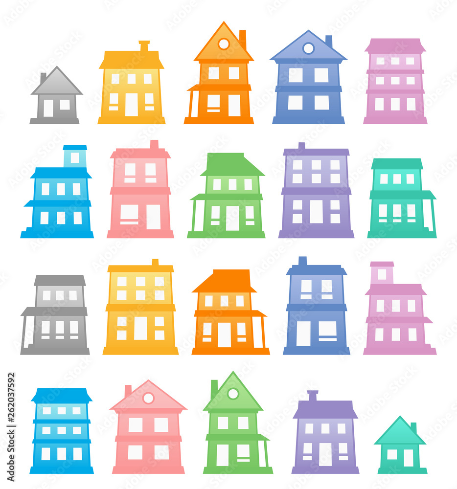 Colorful houses on a white background