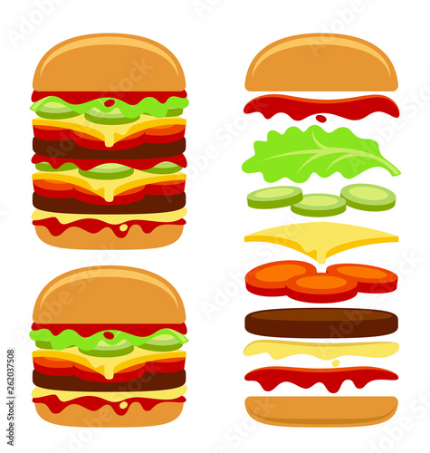 Burger constructor on a white background