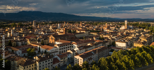 Aerial view of Lucca, Tuscany, Italy