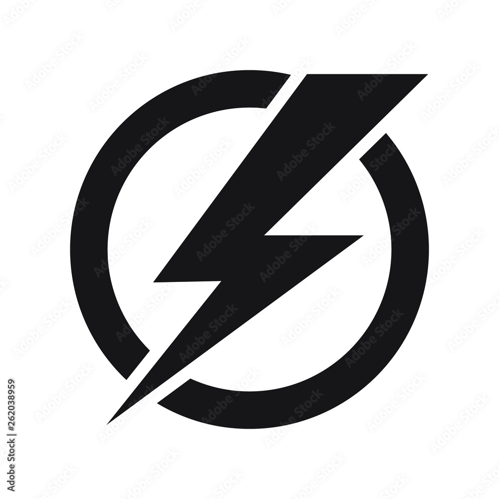 Lightning bolt in circle, electricity power vector icon Lightning bolt in circle, electricity power vector icon