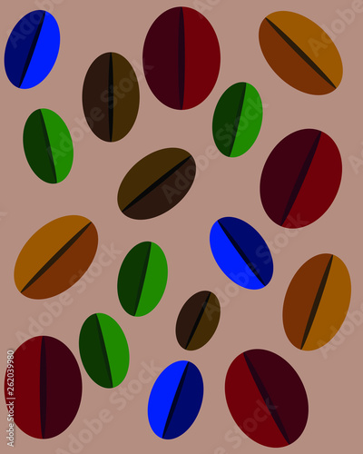 Set of multicolored coffee beans
