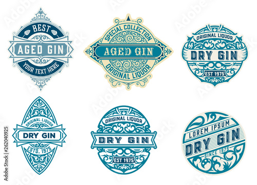 Gin badgets set. Vector layered