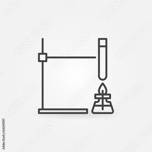 Spirit lamp with test tube concept vector icon or symbol in thin line style