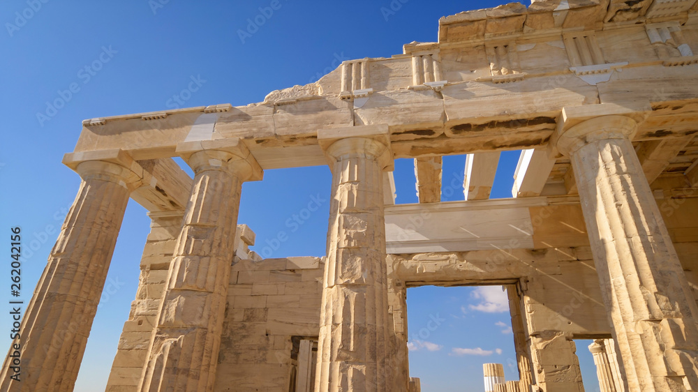 Ancient Greek ruins at the Acropolis in Athens, Greece