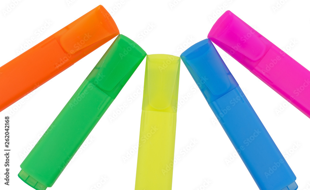 Markers on a white background