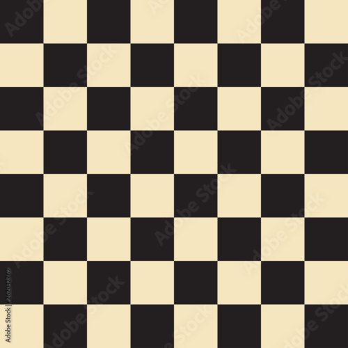 Vector chess field in black and beige colors. Seamless texture