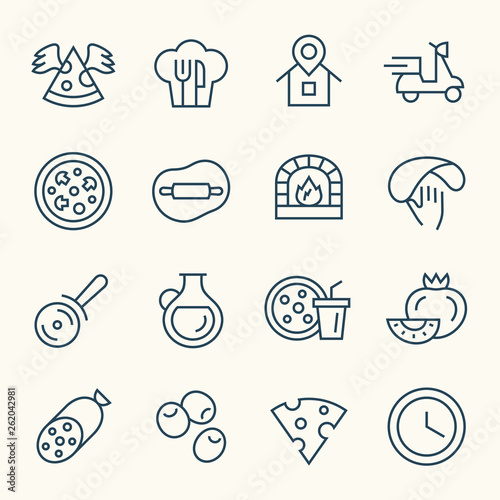 Pizza delivery vector icon set