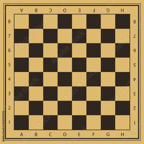 Vector chess field in beige and black colors with numbers