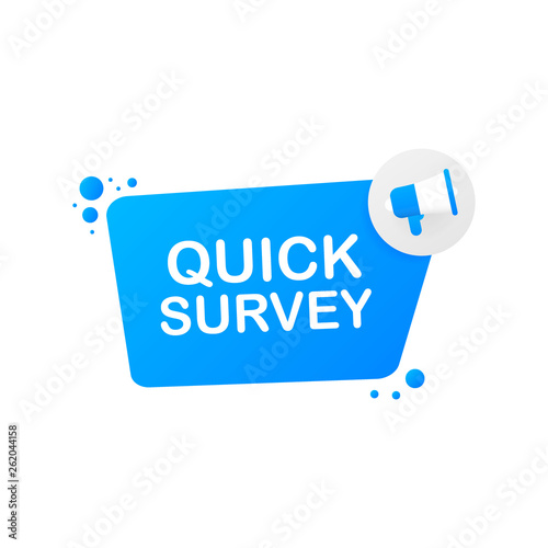 Megaphone Hand, business concept with text Quick survey. Vector illustration