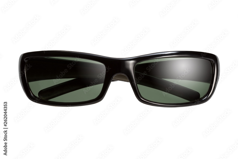 Stylish unisex sunglasses on a white background.	Front view.
