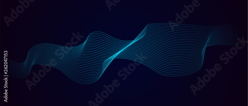 Abstract futuristic background . Blue line stream . 
