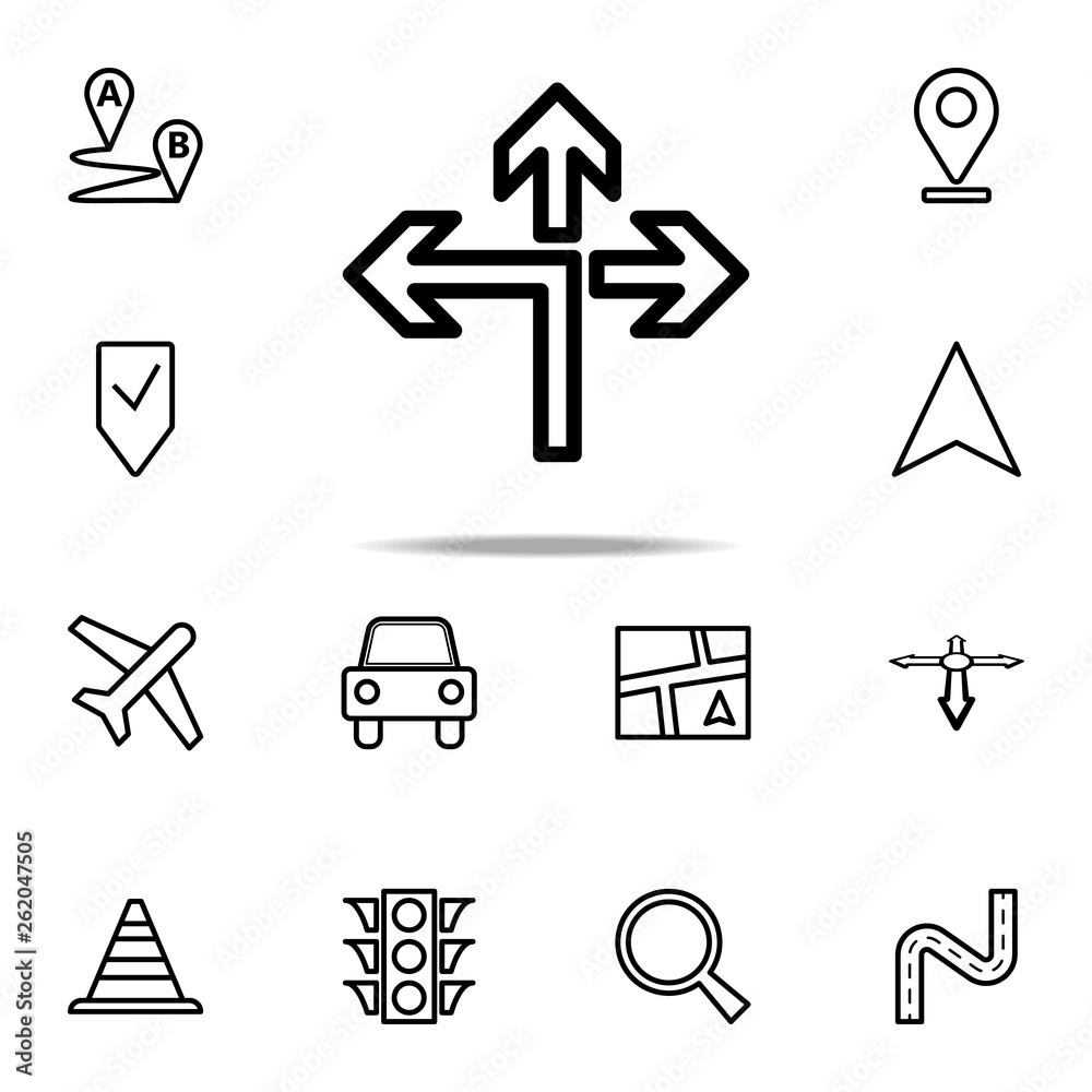 Priority of direction to left icon. Navigation icons universal set for web and mobile