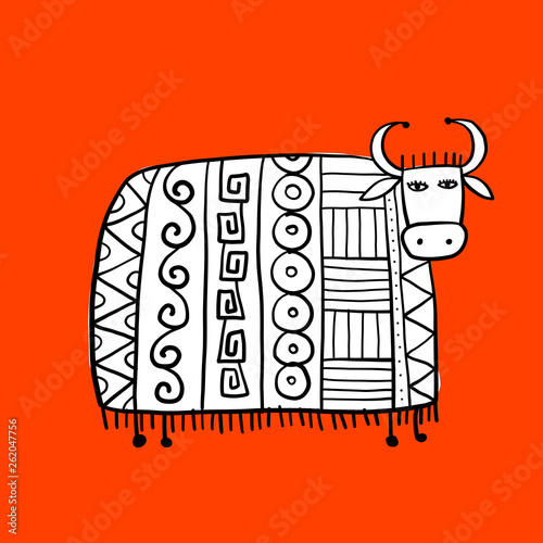 Funny cow, sketch for your design