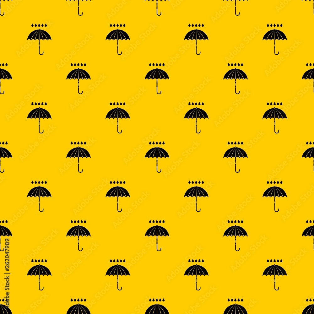Umbrella and rain drops pattern seamless vector repeat geometric yellow for any design