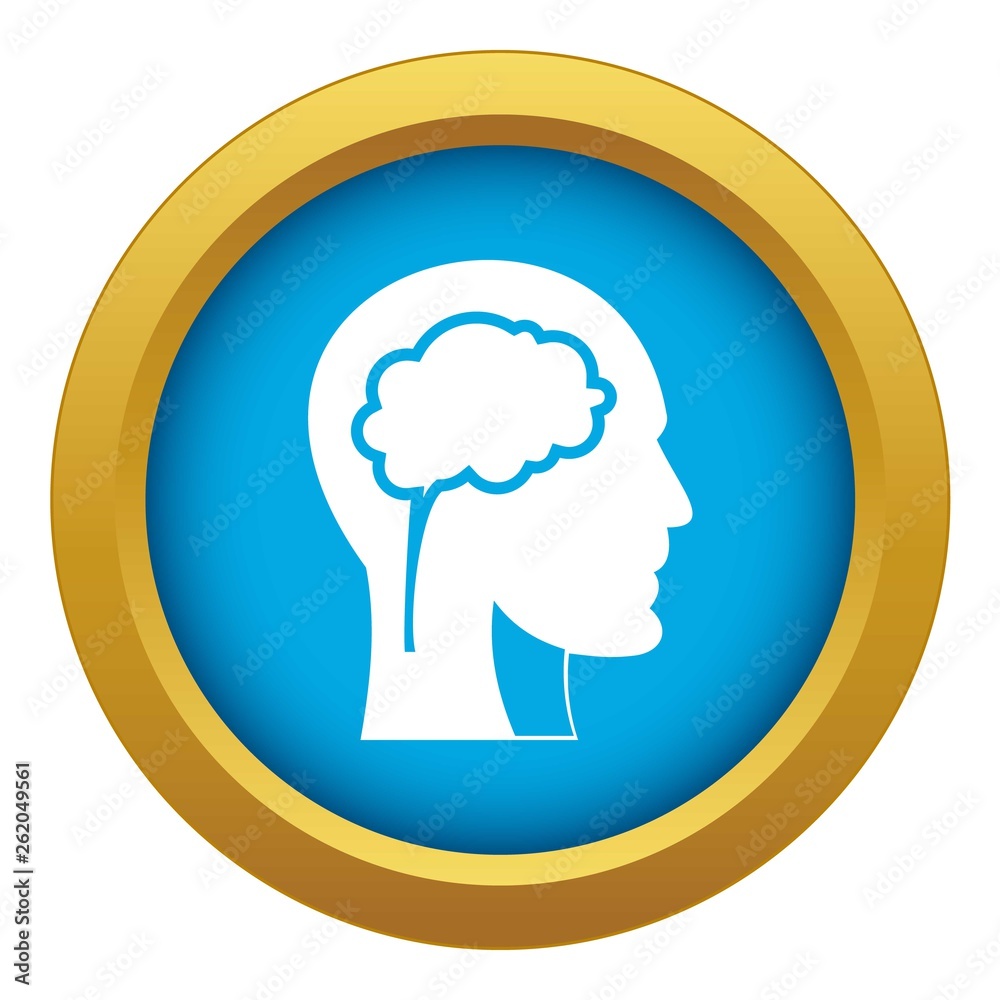 Head with brain icon blue vector isolated on white background for any design Head with brain icon blue vector isolated on white background for any design