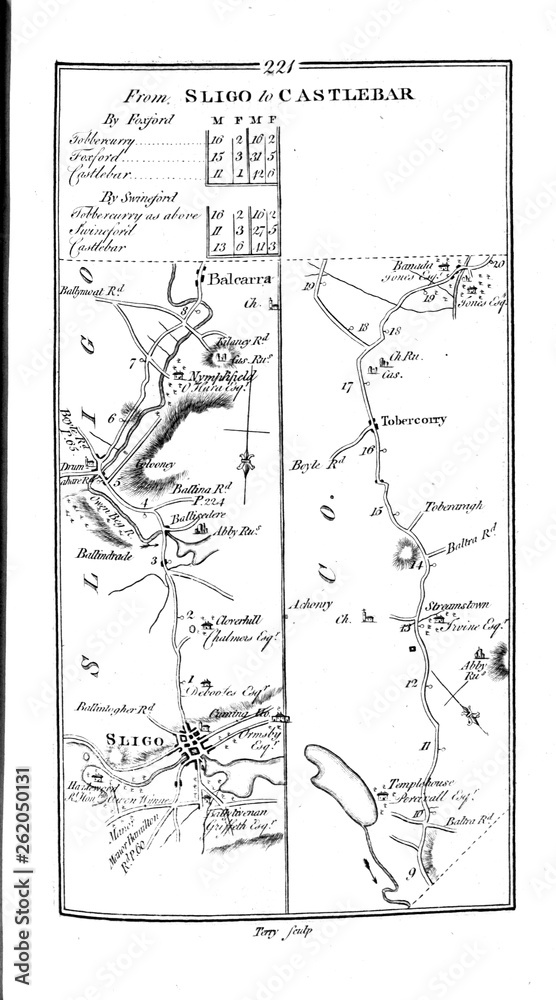 Obraz premium Ireland roud map